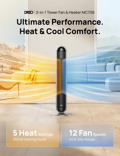 Chauffage & Ventilateur Tour 2-en-1 — MultiComfort 706
